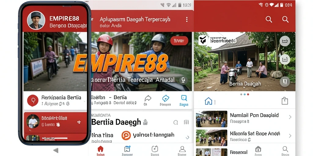 Tampilan antarmuka utama EMPIRE88 dengan berita-berita terkini.