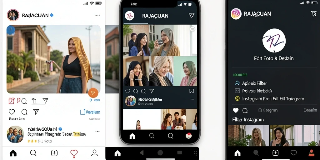 Tampilan antarmuka RAJACUAN dengan filter Instagram yang beragam dan intuitif.