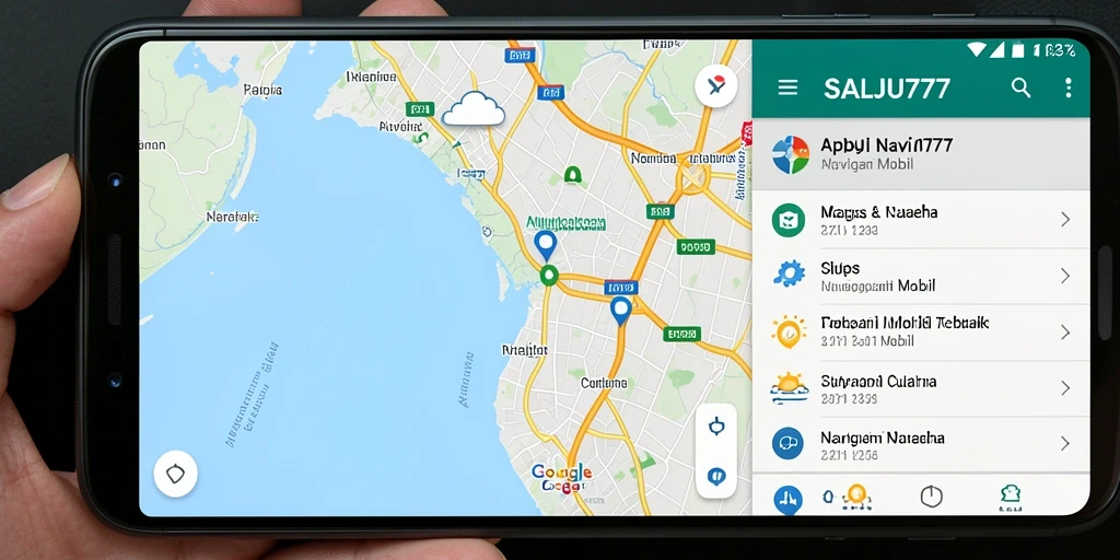 Antarmuka utama SALJU777 yang menampilkan rute dan informasi cuaca.